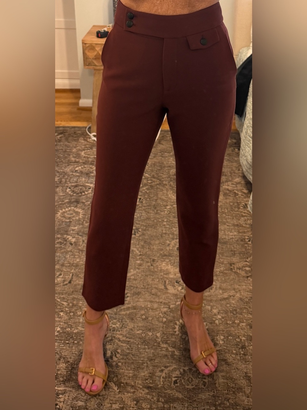 Veronica Beard Cropped Wine-Red Ankle Pants